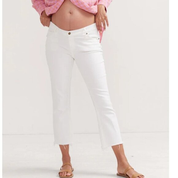 Hatch The Crop Maternity Jean in True White Size 26 - Picture 2 of 5